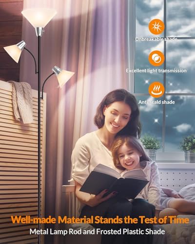 LEPOWER Floor Lamp, Bright Standing Lamp with Replaceable 3000K LED Lights - style: Floor Lamp (3 heads)