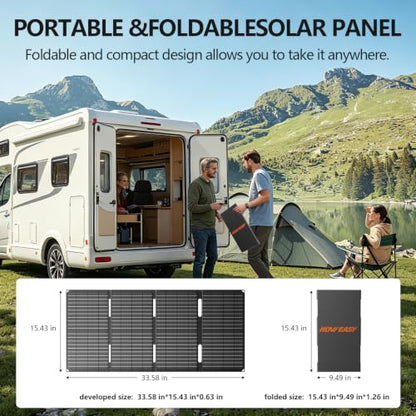 HOWEASY Portable Power Station 260W,Foldable 60W Solar Panel - color: Gray Orange