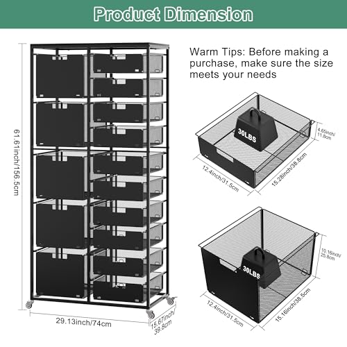 EasyPAG Rolling Storage Cart With 15 Drawers, Metal Craft Organizers with Wood Tabletop for Home, Letter/Legal Size Rolling File Cart for Office, Classroo and Dorm, Black - size: 15 Drawers