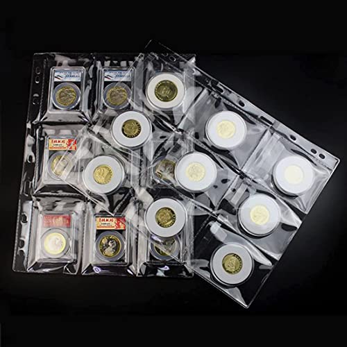 AITIME 9 Pocket Coin Sleeves, 10 Sheets Coin Pockets Pages for Binder - color: 10 Sheets-9 Pocket