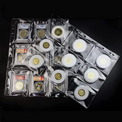 AITIME 9 Pocket Coin Sleeves, 10 Sheets Coin Pockets Pages for Binder - color: 10 Sheets-9 Pocket