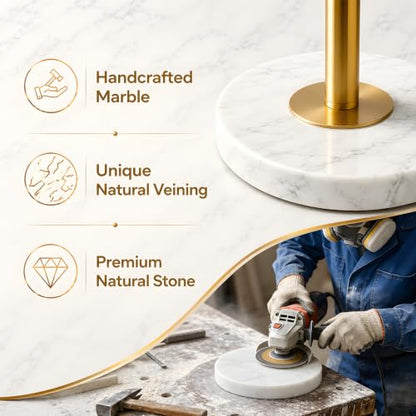 Nintiue Dimmable Gold Floor Lamp, Turkish Marble Base, White Linen Shade | Turkish marble base, 0-100% stepless dimming, 11W 2700K bulb, white linen shade, Non-Slip Base, 64.6 in tall, save space - color: Gold-Marble-Line Shade