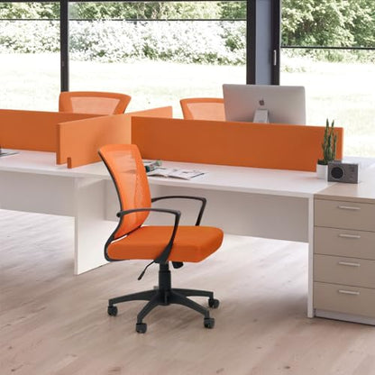 Furmax Office Chair Ergonomic Computer Desk Mesh Chair Mid Back Swivel Lumbar Support with Armrest (1, Orange) - color: Orange