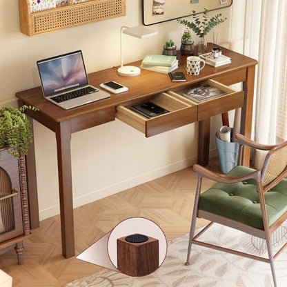 Wood Desk, Solid Wood Writing Table for Home Office, Mid Century Modern Desk with Drawers, Walnut (47inch / 120cm) - color: A-walnut, size: 47.2*15.7*29.5 Inch
