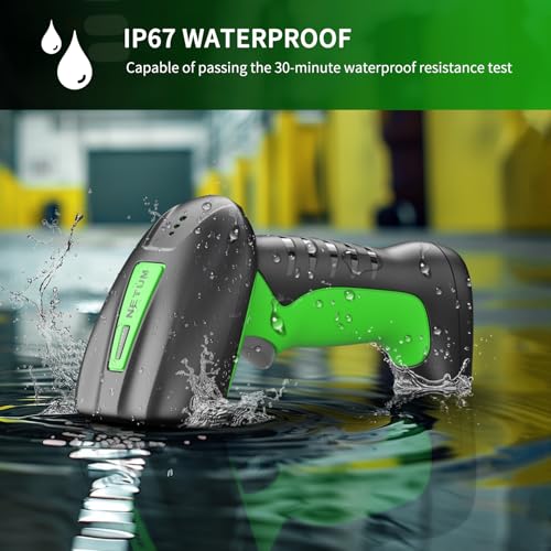 NETUM 2D QR Industrial Bluetooth Barcode Scanner with Charging Dock | Wireless 2D 1D Bar Code Reader 2600mAh Drop Protection Shock Dust Proof Hands Free for Windows Mac Android iOS (RD-1950)