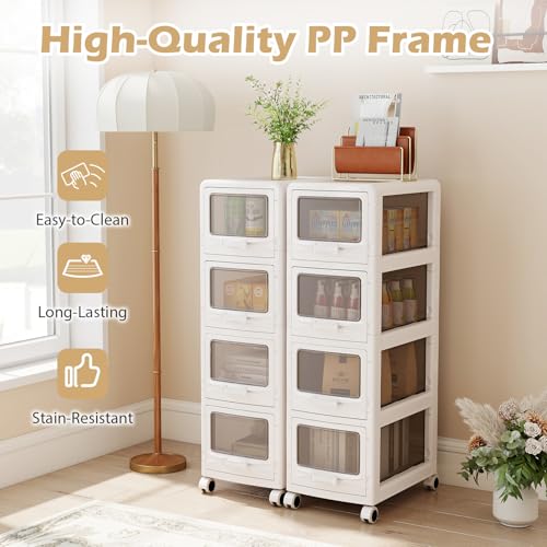 Giantex 4-Tier Rolling Storage Cart, Utility Cart with 4 Drawers & Lockable Wheels for School Art Craft Supplies, Plastic Organizer and Storage for Kitchen, Bedroom and Home Office - size: 4-Tier