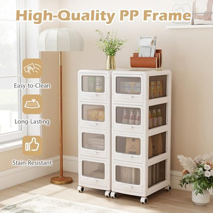 Giantex 4-Tier Rolling Storage Cart, Utility Cart with 4 Drawers & Lockable Wheels for School Art Craft Supplies, Plastic Organizer and Storage for Kitchen, Bedroom and Home Office - size: 4-Tier