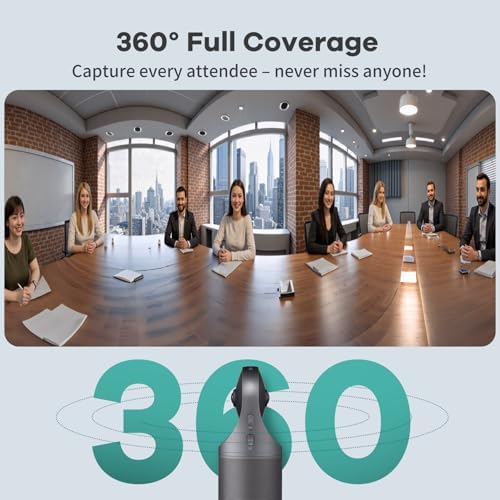 KanDao Meeting Pro 360-degree Video Conference Camera with Microphones and Speakers, AI Tracking, Smart Zooming, Automatic Focus, 4-in-one Standalone Meeting Room Camera System, Wi-fi/HDMI/USB - color: Black