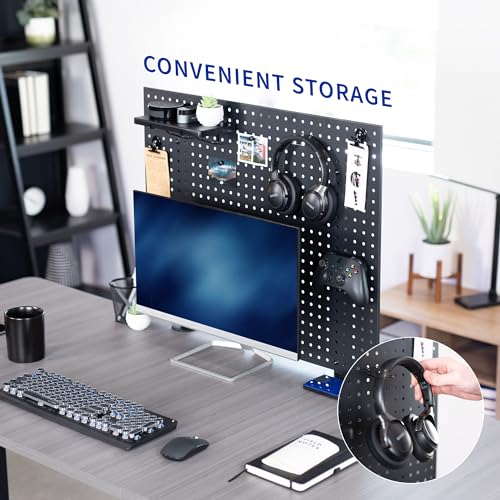 VIVO Black Clamp-on 30 x 24 inch Desk Pegboard, PP-DK30B-1 - color: Black, size: 30"