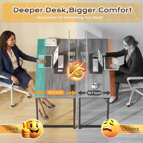 PRAISUN 47 X 24 Inch Deeper Desk with Power Outlets - color: Grey, size: 47.2*23.6 inch