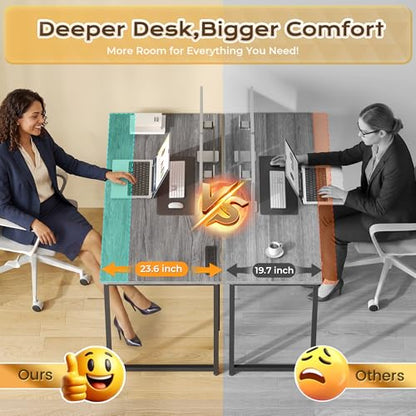 PRAISUN 47 X 24 Inch Deeper Desk with Power Outlets - color: Grey, size: 47.2*23.6 inch