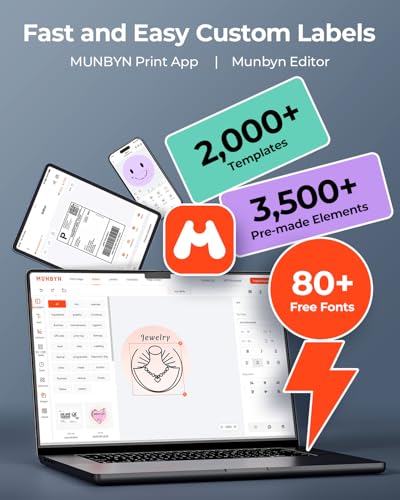 MUNBYN Bluetooth Thermal Label Printer, Wireless 4x6 Shipping Label Printer | Work for Small Business, Compatible with Android, iPhone, Windows, Mac, Chromebook, Print Width 1.57"-4.25" - color: Black