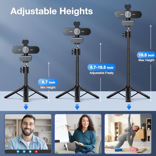 EMEET NOVA 4K Webcam with Tripod, PDAF Autofocus, Adjustable Heights | 360° Swivel Head, 2 Noise-Cancelling Mics, USB Plug&Play, Privacy Cover, Ideal for Online Meetings&Live Streaming - style: 4K Tripod 360° Swivel