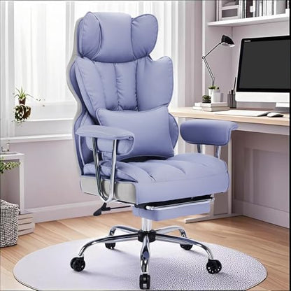 Efomao Big and Tall Office Chair 440LBS, Purple Heavy Duty Executive Chair with Footrest, Ergonomic Desk Chair for Home Office, Wide Computer Chair | 400lbs support, 135° recline, dual-layer foam cushion, 23.5" seat & footrest. BIFMA - color: 3008-purple