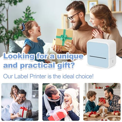 Sticker Printer with 4 Roll Paper Portable Inkless Printer - Blue - color: Blue