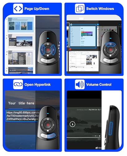 DinoFire USB Type C Wireless Presentation Clicker, BT&RF 2.4GHz Dual Modes Presenter Remote for PowerPoint Presentations Compatible with Bluetooth-Enabled Laptops Desktop Computers - style: AAA+USB A&C+BT