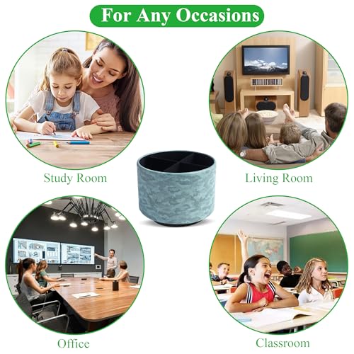 Round Leather Art Supply Organizer,Remote Control Holder,360 Degree Rotating,Multi-Functional Pencil Holder,4 Compartments Desktop Stationary Organizer(1-Camouflage Green) - color: 1-Camouflage Green