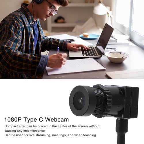 Zopsc USB C Webcam 1080P with Microphone, 30FPS Auto Low Light Correction, Plug and Play Camera for Laptop/Smartphone.