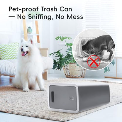 Lysam 4 Gallon Trash Can 3 Packs, Bedroom Trash Can with Lid & Trash Bags | Small Garbage Can Press-Top for Dog & Child Proof, Oder Seal, Waste Basket for Bedroom, Office, Living Room, Bathroom, White - color: White - 3 Packs