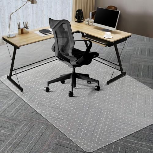 Vicwe Office Chair Mat for Carpeted Floors, 63"X51" Chair Mats with Studs | Large Carpet Protector Floor Mats for Low and No Pile Carpet, Easy Glide Computer Desk Chair Mat for Home & Office, Clear - color: Clear, size: 63" x 51" (for low-pile carpet)