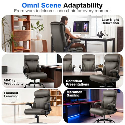 AreShark Leather Office Chair - Executive High Back Ergonomic Desk Chairs | Breathable Computer Chair with Lumbar Support & Rock Function, Rolling Swivel Seat for Working, Studying, Gaming & Relaxing - color: Dark Brown