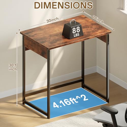 ALISENED 30 Inch Small Computer Desk, Office Desk with Metal Frame, Sturdy and Stable Home Office Desks, Simple Writing Desk for Home Office, Rustic Brown - color: Rustic Brown, size: W-30in