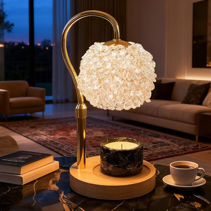 Crystal Candle Warmer Lamp,Luxury Adjustable Timer & Dimmer[White] | Crystal elegance. Adjustable height fits jars. Timer & dimmer safe melt. 2 bulbs & heat-proof base. Luxury decor. - color: White1