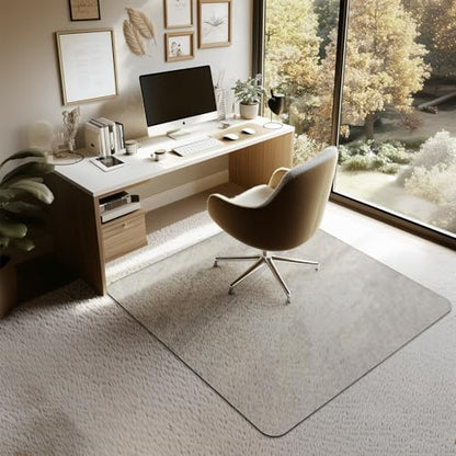 Office Chair Mat for Carpet & Hardwood, Upgraded 45" x 45" Tempered Glass Chair Mat for Office Home, with 4 Anti-Slip Pads - size: 45"x45"