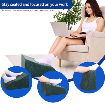 Foot Rest for Under Desk at Work, Ergonomic Under Desk Footrest with Washable Cover for Office, Home & Gaming Leg Elevation Pillow Green - color: H-green