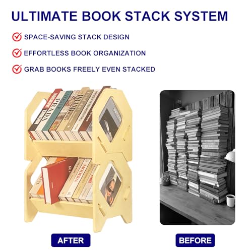Desktop Bookshelf, Stackable Book Organizer with Handle, Storage Rack for CD/Magazine/File Folder, Portable Small Bookshelf for Study, Living Room, Kid's Room, No Nails, Small Size - style: Small Size