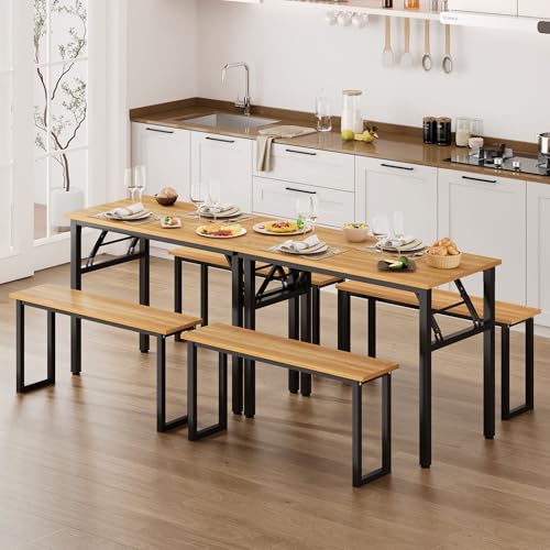 Need Office Computer Desk 35.8 Inch Sturdy Folding Laptop Table Teak | Black Frame Writing Gaming Work Table/Foldable Home Office Desk/Sewing Table, No Assembly Required - color: Teak & Black Frame, size: 35.8inch