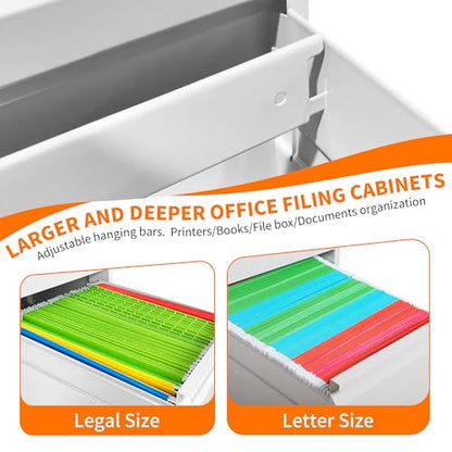 Metal File Cabinet with Drawer Heavy Duty Locking File Cabinets | Home Office Steel Filing Cabinet Vertical File Cabinets for Legal/Letter Size File,Assembly Required - color: White, size: 28.8"H-2 drawers