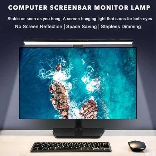 Computer Screen Lamp Light Bar, Dimmable LED Task Lamp with Touch Control, No Glare Eye Caring USB Powered Screen Light for Home Office Monitors up to 1.18 Inches Thick