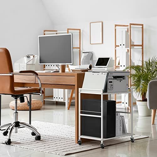 Computer Tower Stand with Wheels, Metal PC Stand for Floor Carpet, White - color: White