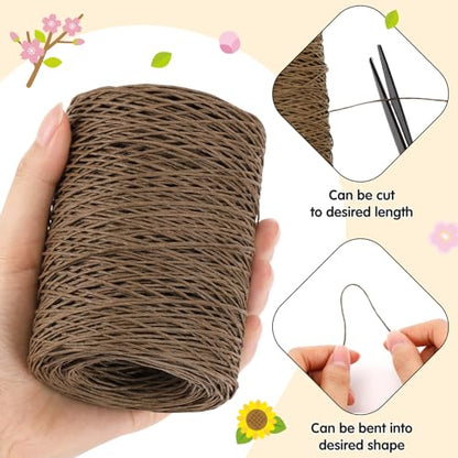 Syhood 673 Feet Floral Vine Bind Wire Rustic Craft Wire, Dark Khaki - color: Dark Khaki, size: 673 Feet