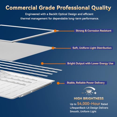 2x4 LED Flat Panel Light, 5CCT 30-72W, 0-10V, Drop Ceiling, 2 Pack - size: 2x4