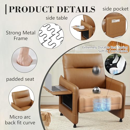 Alunaune Upholstered Living Room Chair Armchair Set of 2, Mid Century Accent Chair, Reception Couch Slipper Club Lounge Chair Guest Comfy Single Sofa with Sidetable for Bedroom-Brown - color: Brown, size: 2 Chairs