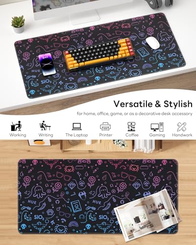 Mouse Pad 31.5x15.7in Large Desk Mat Non-Slip for Office - color: Cute Graffiti, size: 31.5" x 15.7"