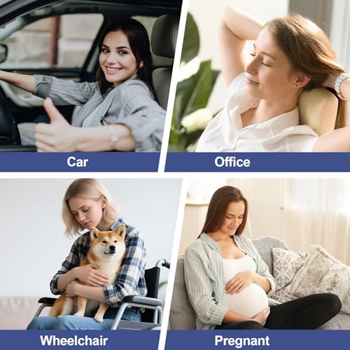 BYMECOST Lumbar Support Pillow for Car, Memory Foam Car Back Cushion - color: Black Brushed Fleece