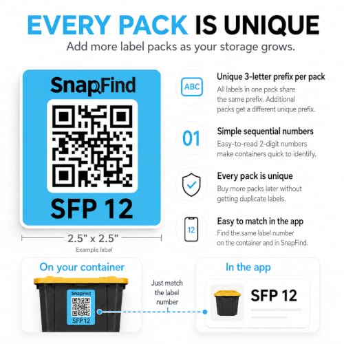 QR Code Labels for Storage Bins & Moving, 48 White Smart Labels - color: White