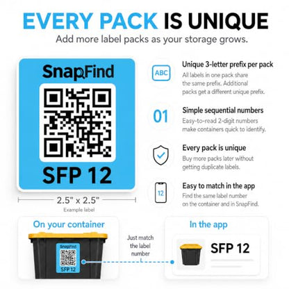 QR Code Labels for Storage Bins & Moving, 48 White Smart Labels - color: White