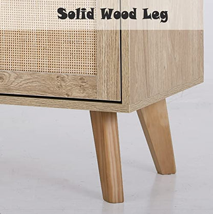 PHI VILLA Rattan Cabinet - TV Stand/Storage Cabinet with Doors, Console Table - color: Rattan-new