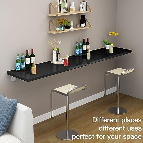 Folding Wall Table Wall Mounted Folding Table Wall Folding Table Drop Down Wall Mounted Table Suitable for Office Study Bedroom Kitchen Dining Room Laundry And Other Places Black 39.4"D x 11.8"W - color: Black, size: 39.4in D x 11.8in W