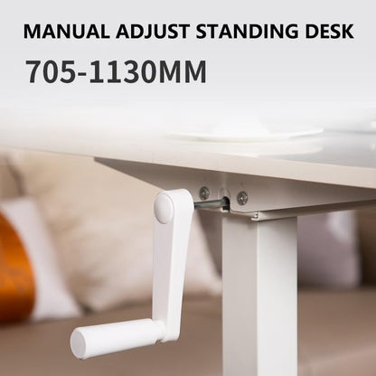 Standing Desk Adjustable Height Manual Crank, 80x60cm Home Office Computer Desk with Whole-Piece Desktop Board, 70-113cm Rising Desk
