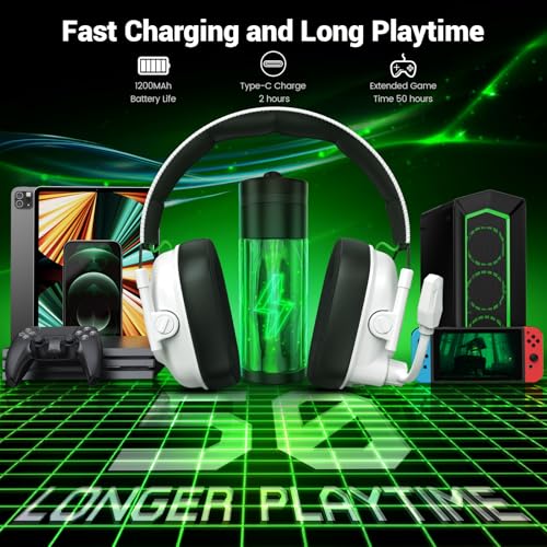 Krysenix Xbox Wireless Gaming Headset with Noise Canceling Microphone-White - color: White