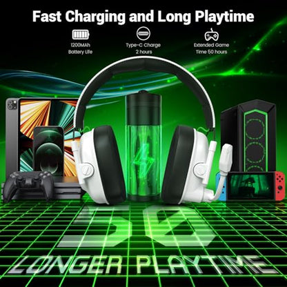 Krysenix Xbox Wireless Gaming Headset with Noise Canceling Microphone-White - color: White