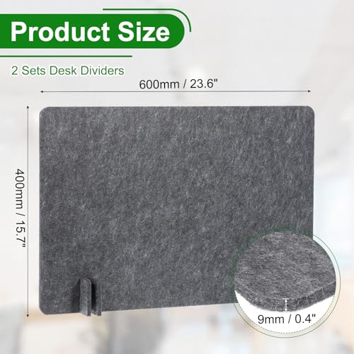 PATIKIL Desk Divider, 2 Set 24 x 16 Inch Acoustic Freestanding Desk Divider Desk Privacy Panel with 8 Pcs Support Feet for Library Office Workstation, Dark Grey - color: Dark Gray, size: 24 x 16 Inch
