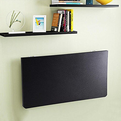 Yescom Wall Mounted Floating Folding Desk Wooden PC Dining Drop Leaf Table - color: Black