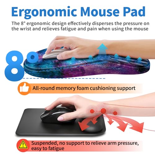 YIWEI Ergonomic Mouse Pad with Wrist Rest for Carpal Tunnel Pain Relief - color: Starry Sky