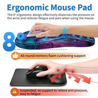 YIWEI Ergonomic Mouse Pad with Wrist Rest for Carpal Tunnel Pain Relief - color: Starry Sky